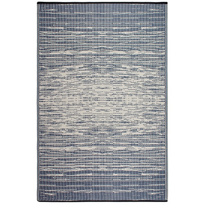 Brooklyn Navy and White Modern Recycled Plastic Reversible Outdoor Area Rug - Recycled Plastic Rugs & Mats Fab Habitat
