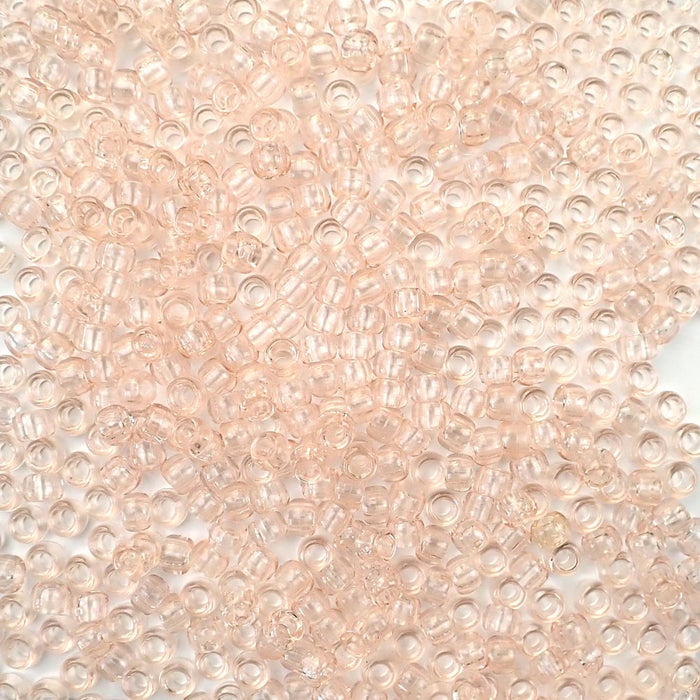 6 x 9mm plastic pony beads in transparent champagne