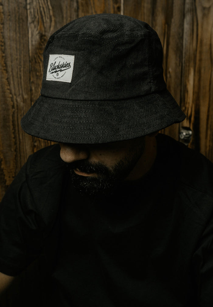 Blackskies-Ebony-Bucket-Hat-Black-Cord-Summer-Bob-White-Model