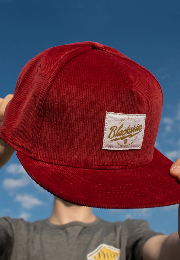 Blackskies-Crimson-Snapback-Cap-Red-Cord-Baseball-Hat-with-Patch