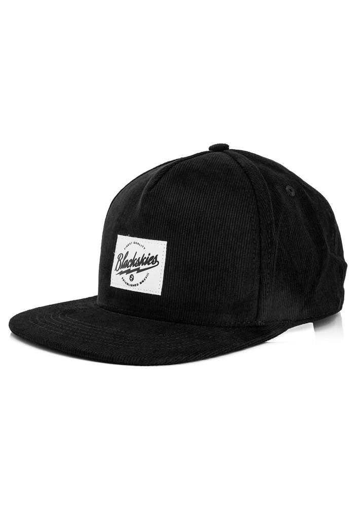 Blackskies-Ebony-Snapback-Cap-Black-Cord-Hat-White