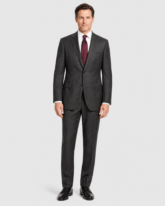 Designer Suit 199  Dark Gray Wool Slim Fit  Notch Lapel 2-Piece Suit - The Suit Depot