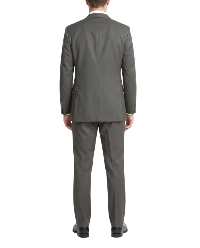 Designer Suit 299  Gray Wool Slim Fit  Notch Lapel 2-Piece Suit - The Suit Depot