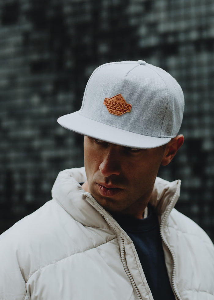 Blackskies-Essentials-Snapback-Cap-Grey-Grey-Darkgrey-Model