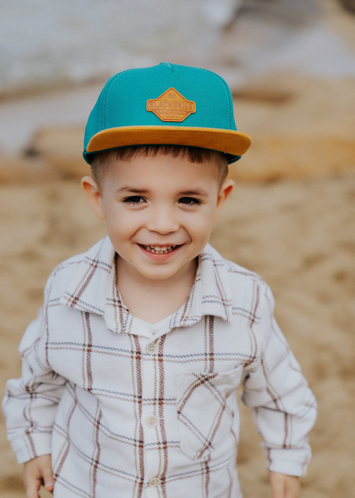 Blackskies-Essentials-Snapback-Cap-Kids-Tealgreen-Brown-Brown-Model