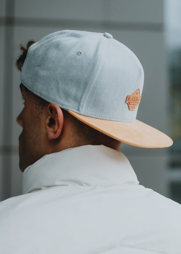 Blackskies-Essentials-Snapback-Cap-Light-blue-Brown-Brown-Model-2