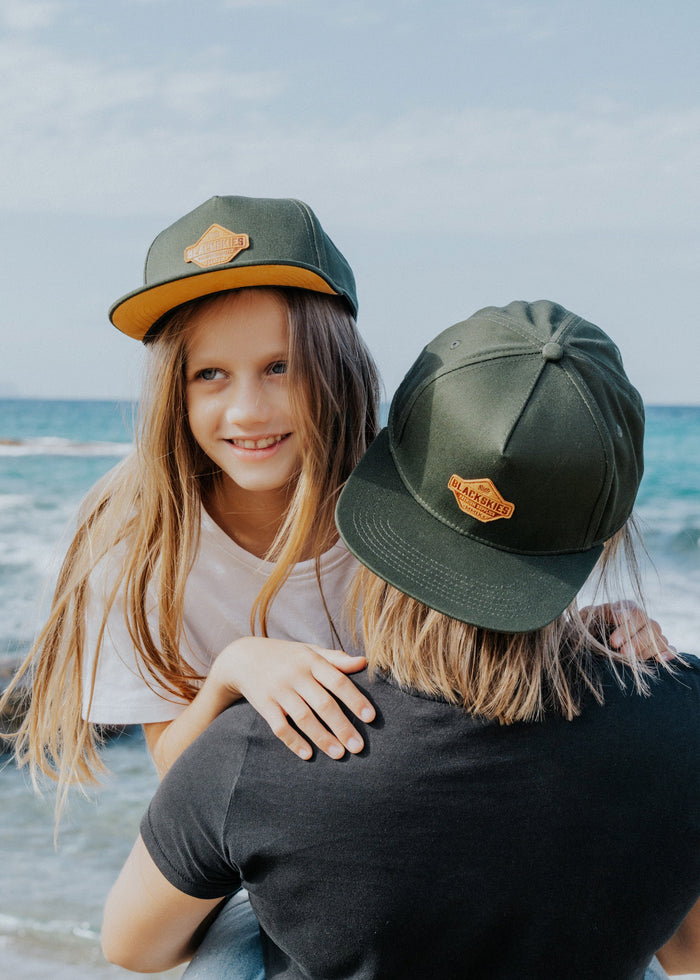 Blackskies-Essentials-Snapback-Kids-Cap-Olive-Olive-Brown-Model