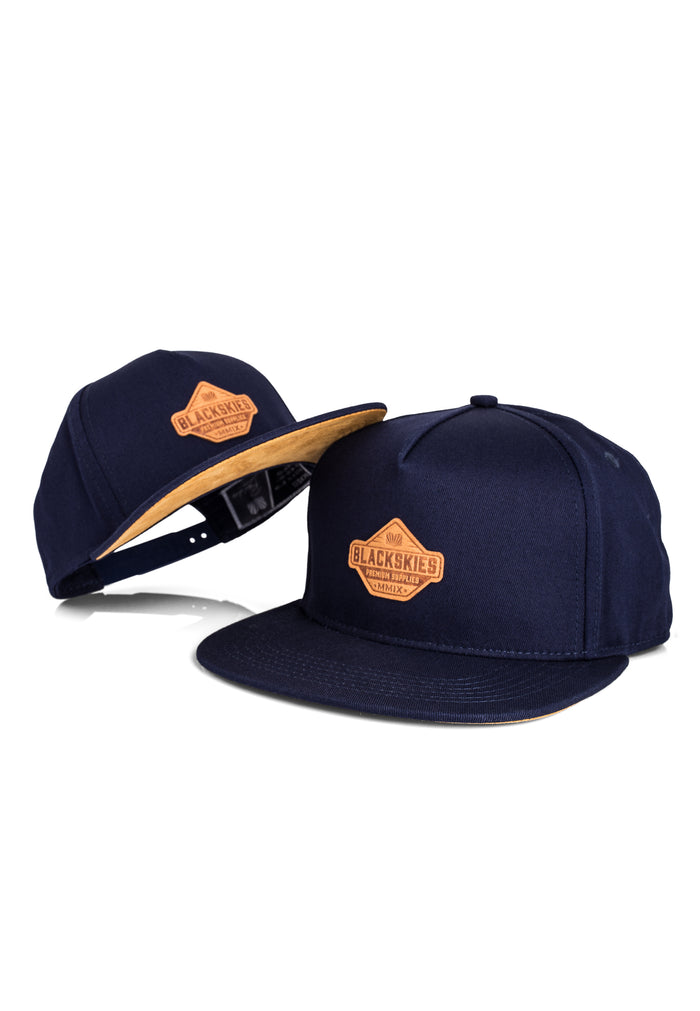 Blackskies-Essentials-Snapback-Kids-Cap-Navy-blue-Navy-blue-Brown-Kids-Parent-2er-Set