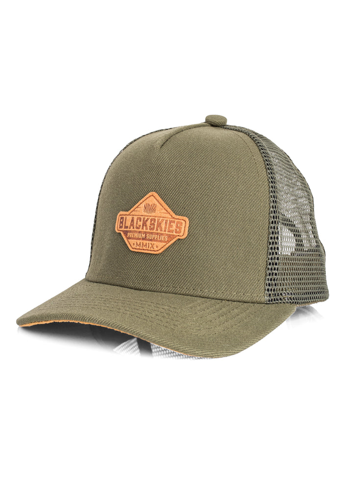 Blackskies-Essentials-Trucker-Cap-Kids-Olive-Brown-2