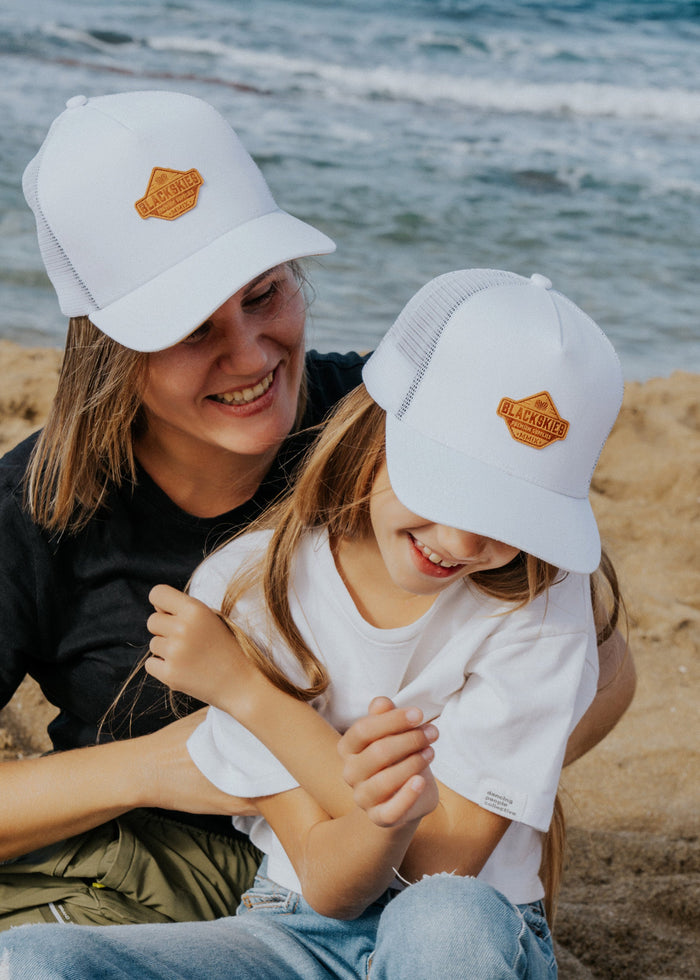 Blackskies-Essentials-Trucker-Cap-Kids-White-Brown-Model