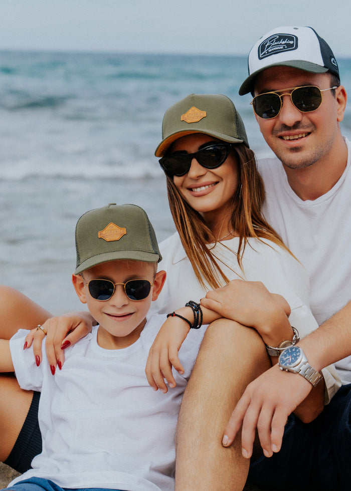 Blackskies-Essentials-Trucker-Cap-Kids-Olive-Brown-Model-2