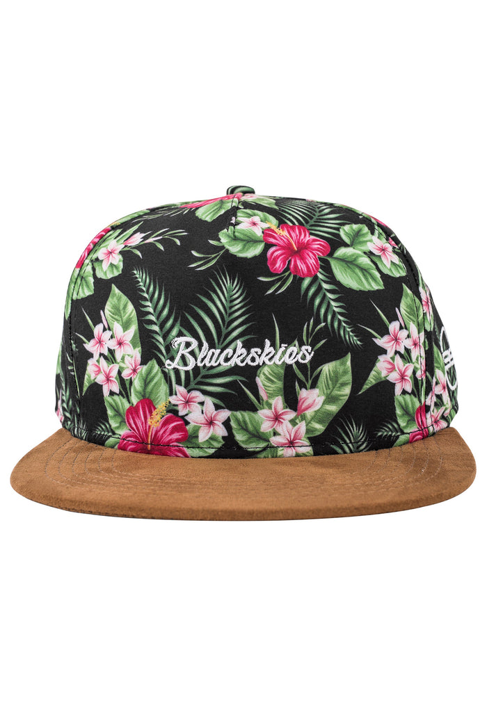 Blackskies-Oahu-Snapback-Cap-Floral-Suede-Front