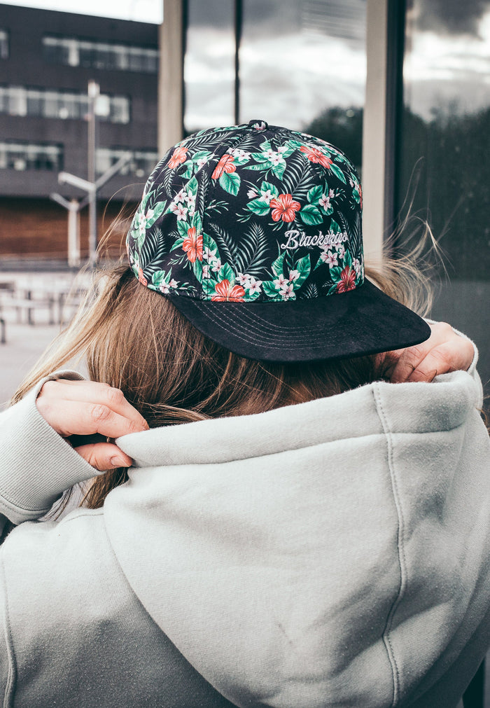Blackskies-Oahu-Vol-II-Snapback-Cap-Floral-Black-Lovely-Model