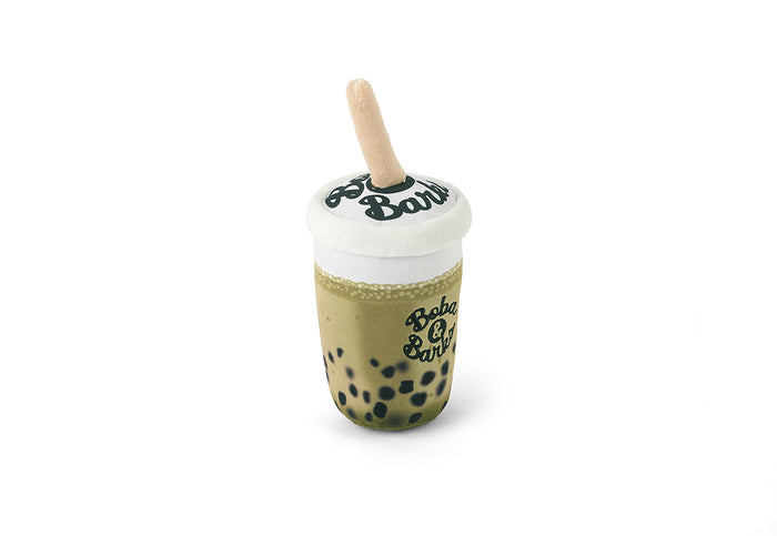 Fog City Pet x Play Matcha Boba dog toy with a straw on a white background