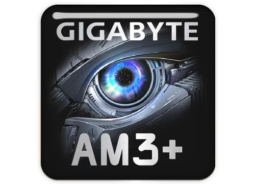 Gigabyte AM3+ Motherboard 1"x1" Chrome Effect Domed Case Badge / Sticker Logo