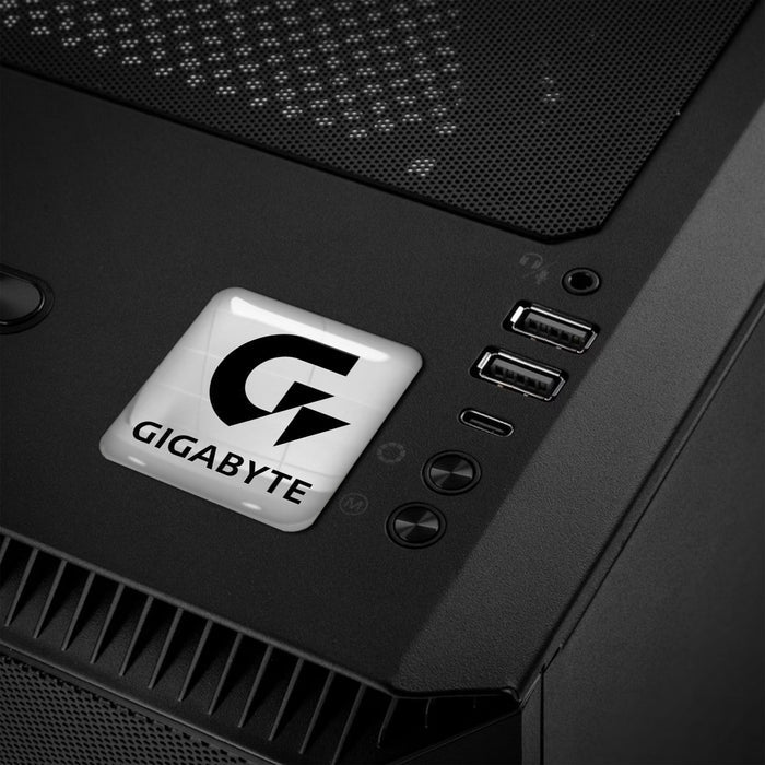 Gigabyte Black 1"x1" Chrome Effect Domed Case Badge / Sticker Logo