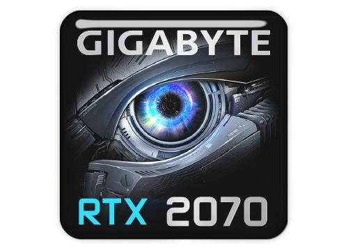 Gigabyte GeForce RTX 2070 1"x1" Chrome Effect Domed Case Badge / Sticker Logo