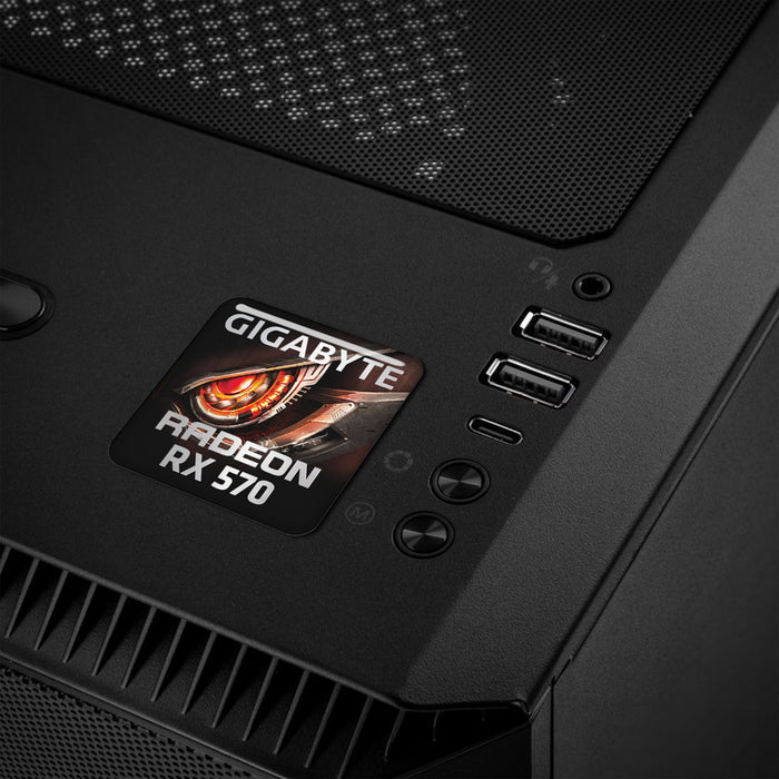 Gigabyte Radeon RX 570 1"x1" Chrome Effect Domed Case Badge / Sticker Logo