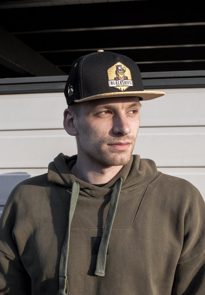 Blackskies-Good-Things-Snapback-Cap-Honey-Hex-Bear-Baseball-Hat-Model