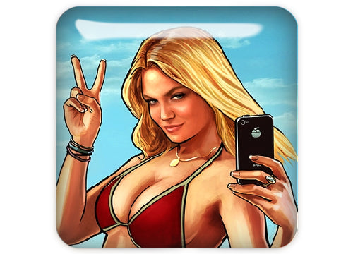 Grand Theft Auto GTA Girl Video Gaming 1"x1" Chrome Effect Domed Case Badge / Sticker Logo