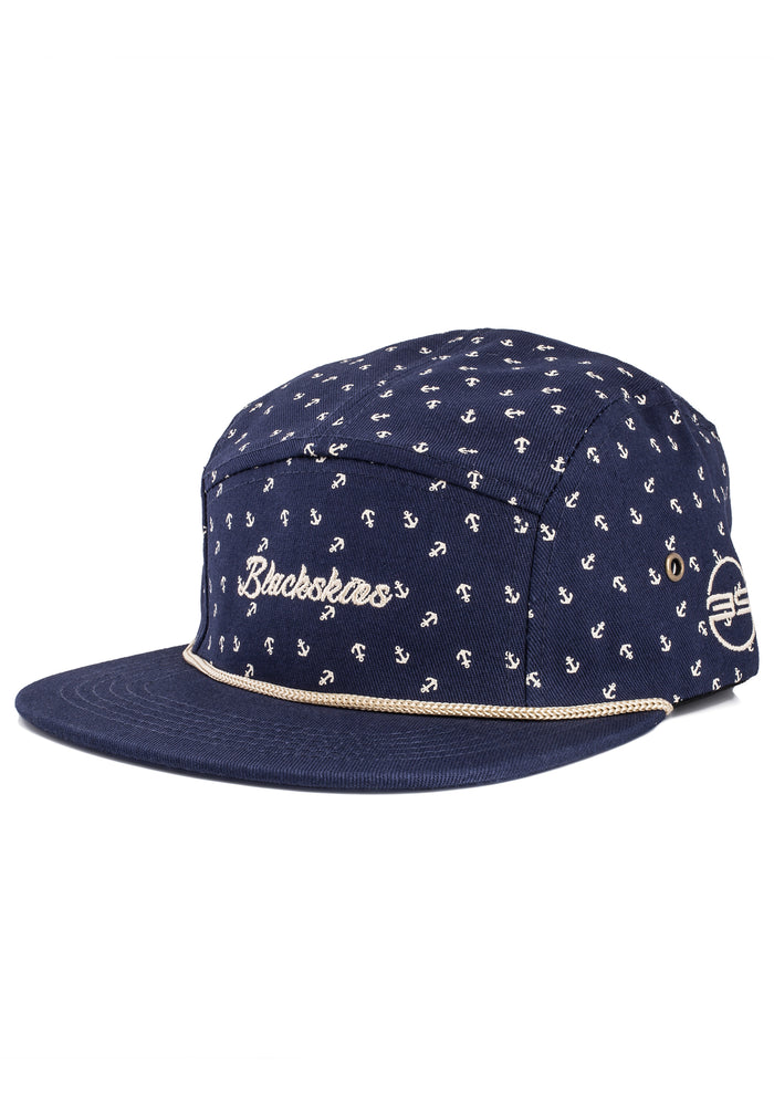 Blackskies Harbor 5-Panel Cap Maritime Blue Anchor Baseball Hat Five