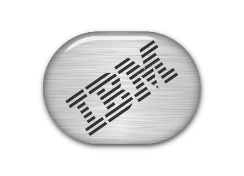 IBM Model M 1"x0.8" Brushed Silver Effect Domed Badge / Sticker Logo
