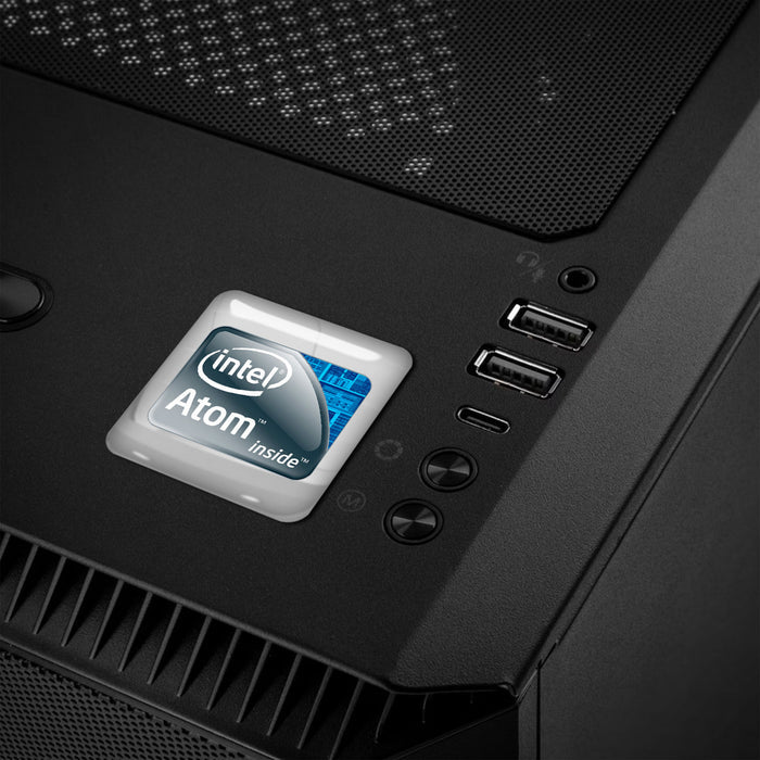 Intel Atom Inside 1"x1" Chrome Effect Domed Case Badge / Sticker Logo