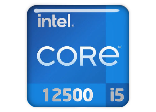 Intel Core i5 12500 1"x1" Chrome Effect Domed Case Badge / Sticker Logo