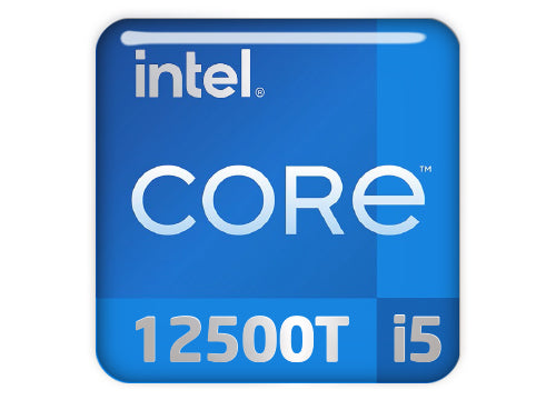 Intel Core i5 12500T 1"x1" Chrome Effect Domed Case Badge / Sticker Logo