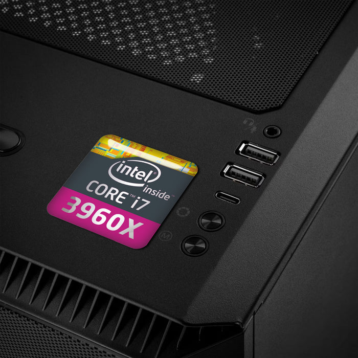 Intel Core i7 3960X Extreme Edition 1"x1" Chrome Effect Domed Case Badge / Sticker Logo