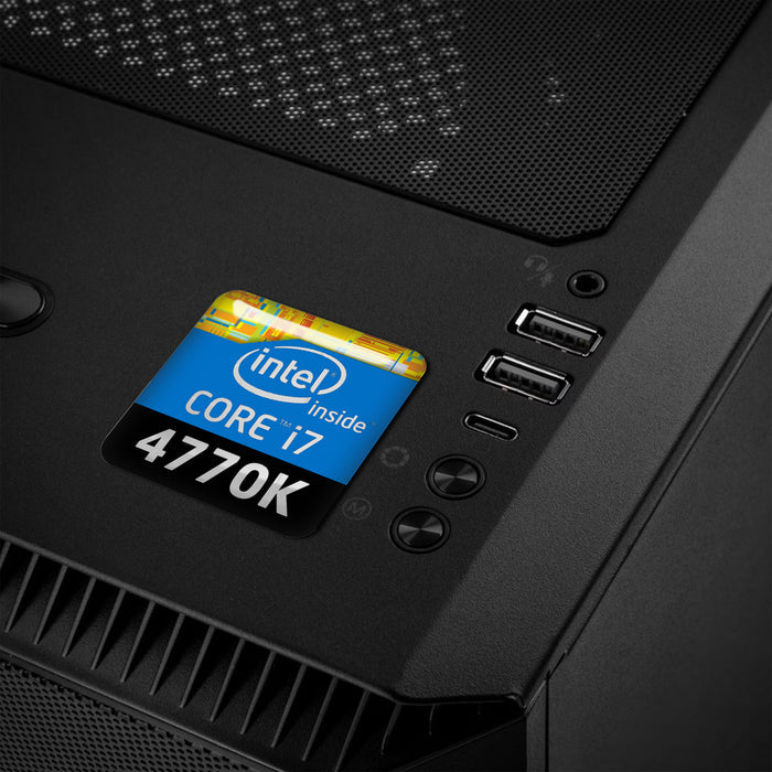 Intel Core i7 4770K 1"x1" Chrome Effect Domed Case Badge / Sticker Logo