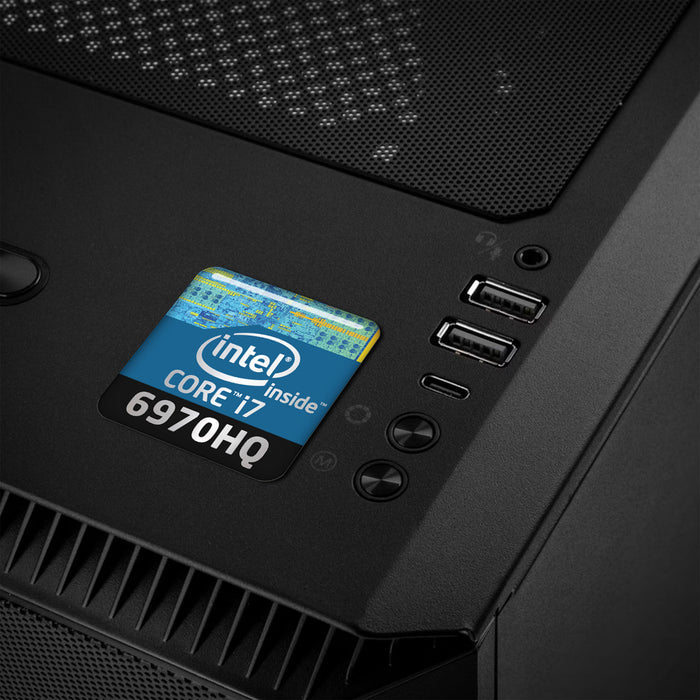 Intel Core i7 6970HQ 1"x1" Chrome Effect Domed Case Badge / Sticker Logo