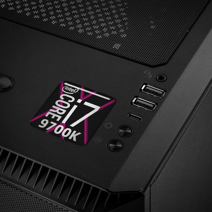 Intel Core i7 9700K 1"x1" Chrome Effect Domed Case Badge / Sticker Logo