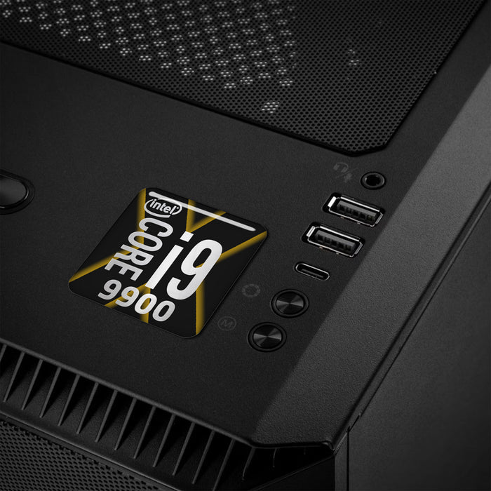 Intel Core i9 9900 1"x1" Chrome Effect Domed Case Badge / Sticker Logo