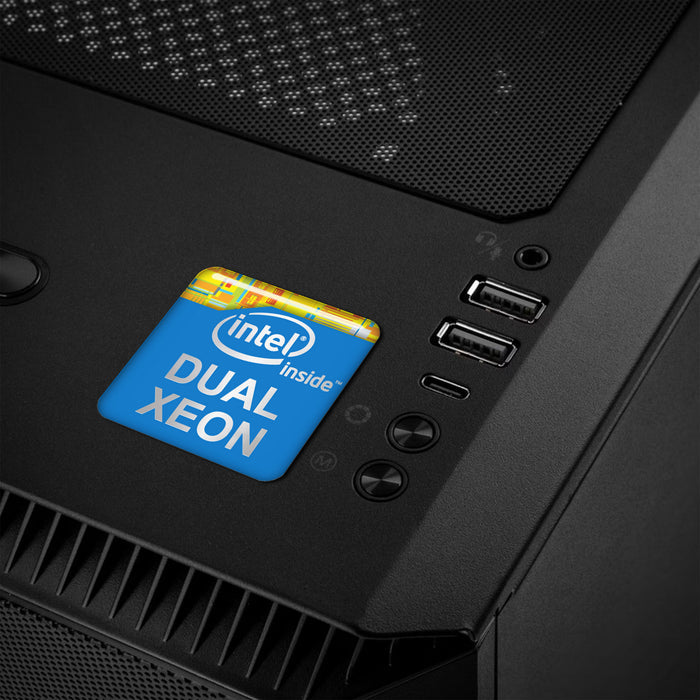 Intel Dual Xeon 1"x1" Chrome Effect Domed Case Badge / Sticker Logo
