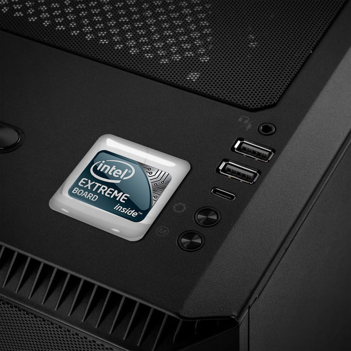 Intel Extreme Board inside 1"x1" Chrome Effect Domed Case Badge / Sticker Logo