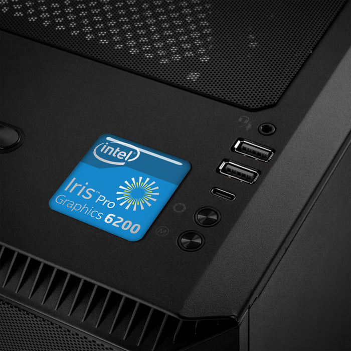 Intel Iris Pro Graphics 6200 1"x1" Chrome Effect Domed Case Badge / Sticker Logo