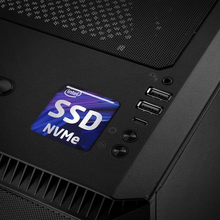 Intel SSD NVMe 1"x1" Chrome Effect Domed Case Badge / Sticker Logo