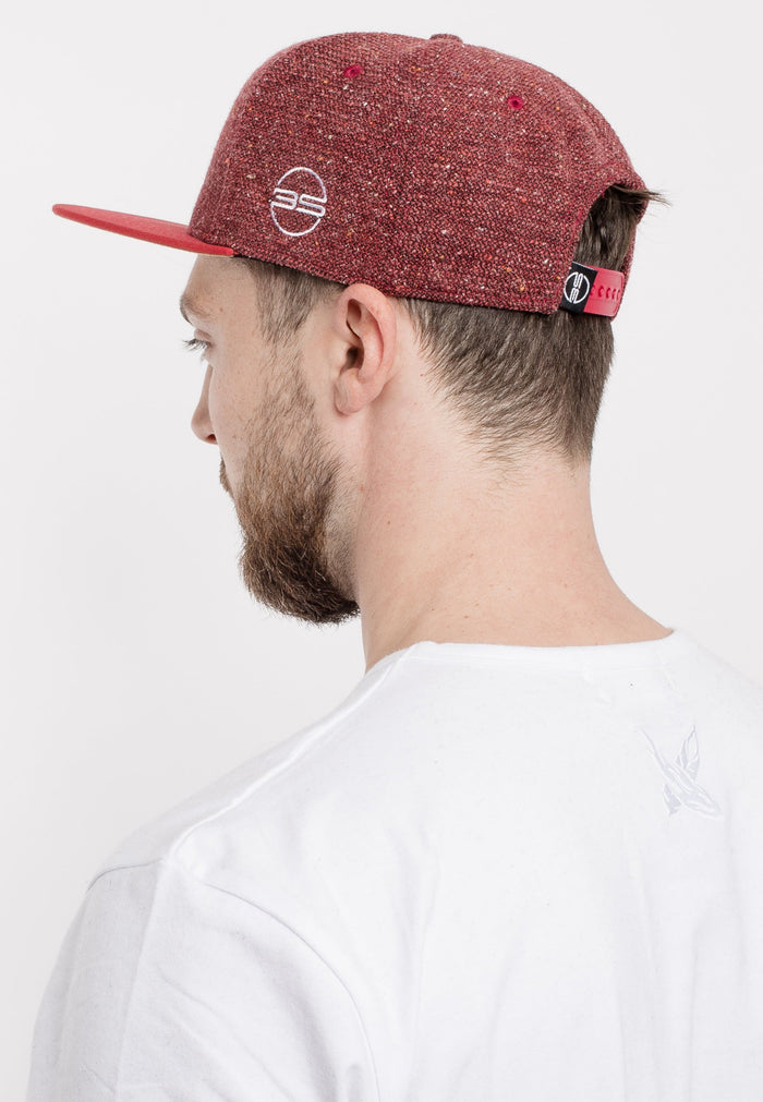 Blackskies-Juneau-Snapback-Cap-Red-Maroon-Wool-Model-Back