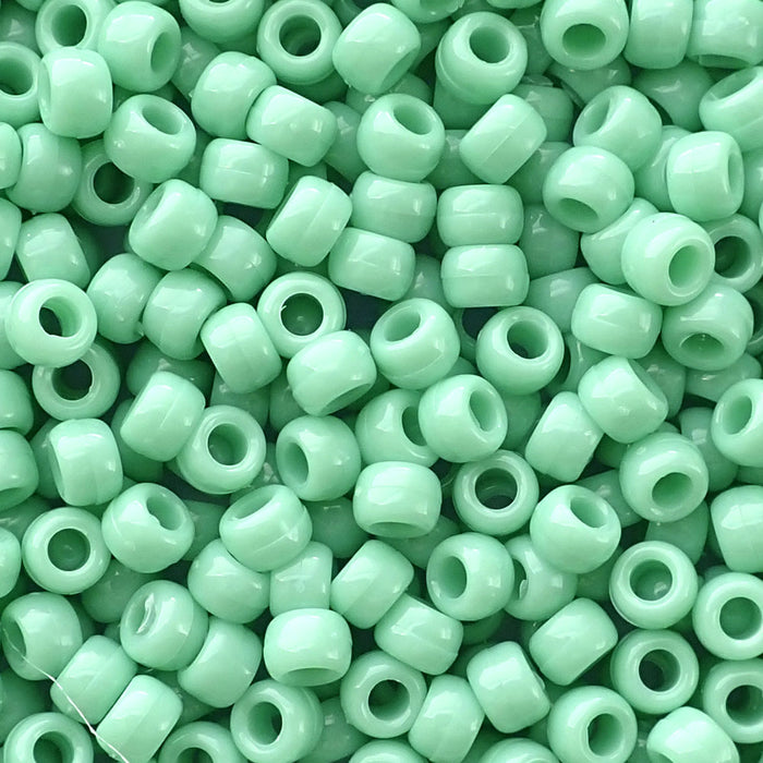Light Sage Green Plastic Pony Beads, 6x9mm, 500 beads