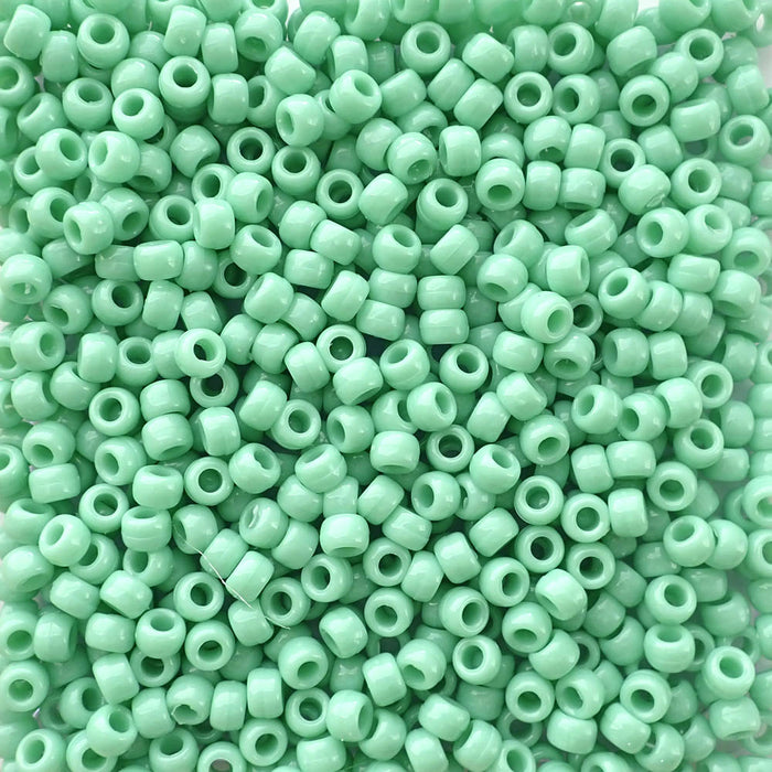 Light Sage Green Plastic Pony Beads, 6x9mm, 500 beads