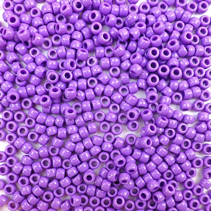 6 x 9mm Plastic Pony Beads in Lilac Opaque