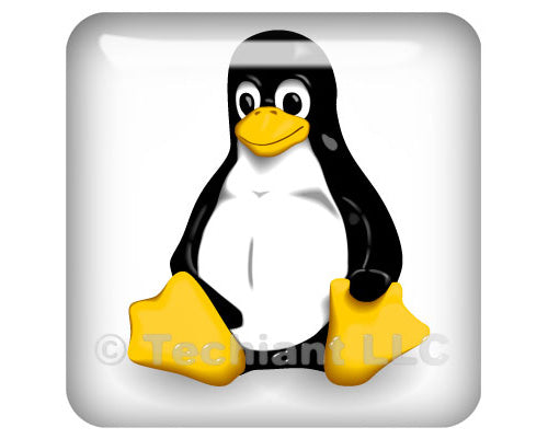 Linux Tux Penguin Classic White 1"x1" Domed Case Badge / Sticker Logo