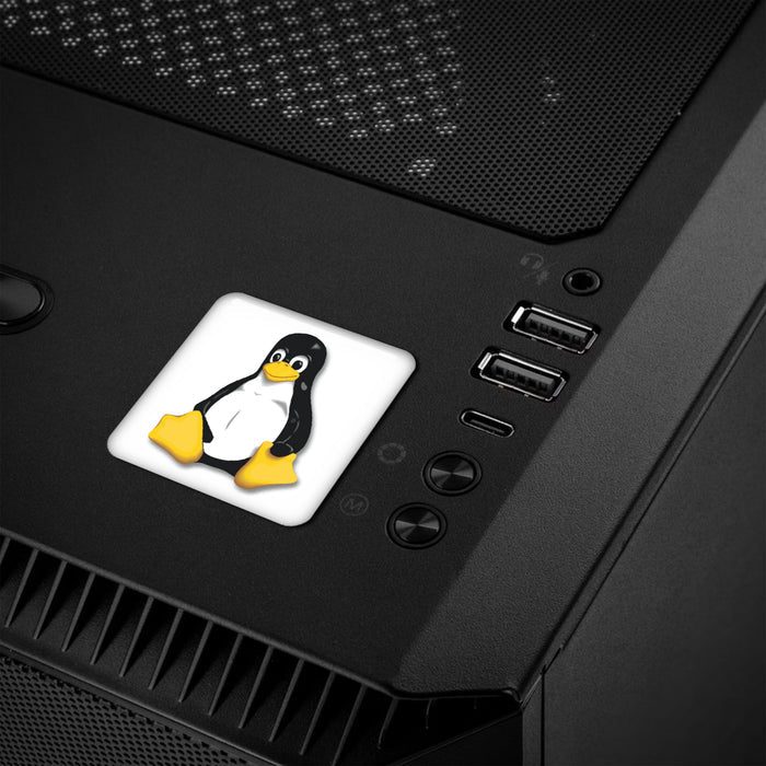 Linux Tux Penguin Classic White 1"x1" Domed Case Badge / Sticker Logo