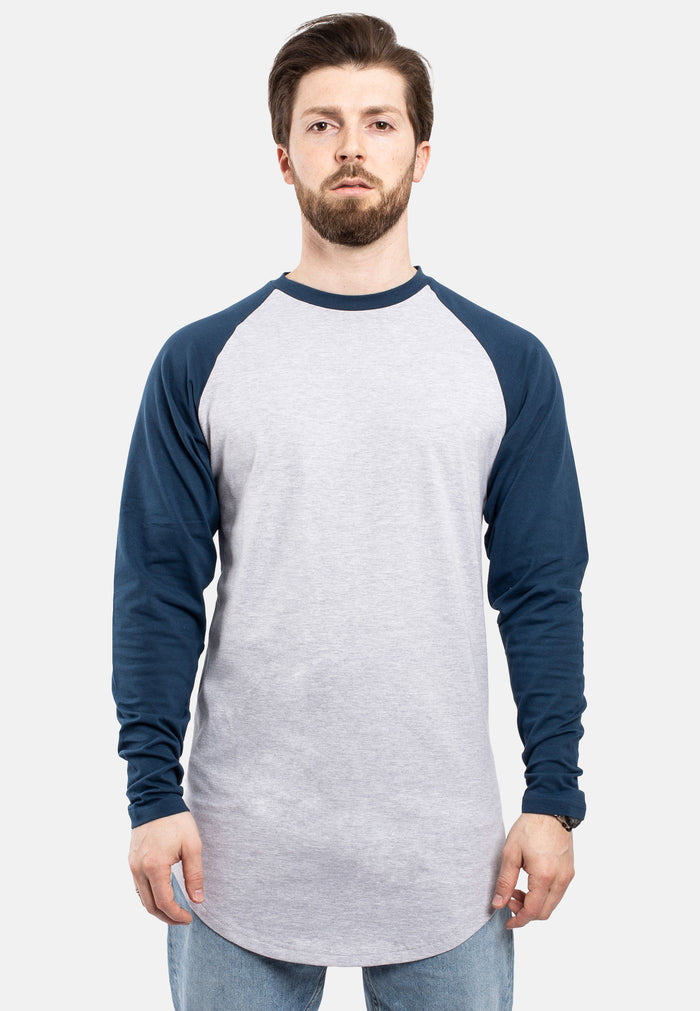 Blackskies-Longline-Baseball-Long-Sleeve-T-Shirt-Ash-Grey-Navy-Bllue-Mens-Long-Tee-Front-2