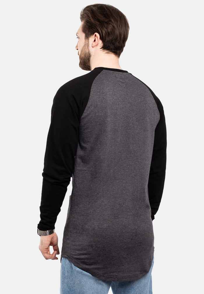 Blackskies-Longline-Baseball-Long-Sleeve-T-Shirt-Charcoal-Black-Long-Tee-Mens-Curved-Back