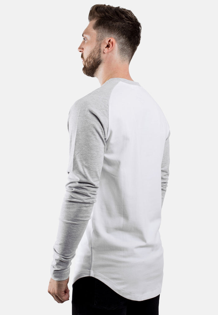 Blackskies-Longline-Baseball-T-Shirt-White-Grey-Back