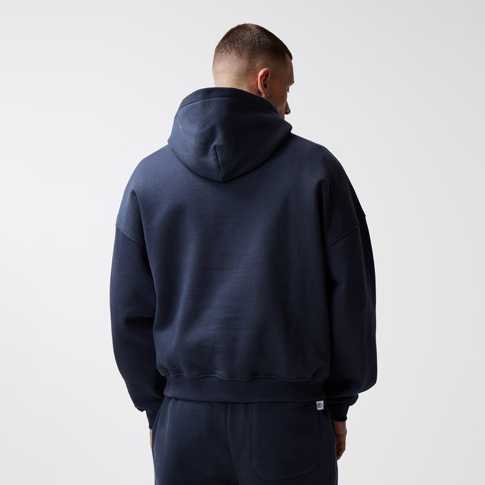 Loose Fit Cropped Hoodie | Navy