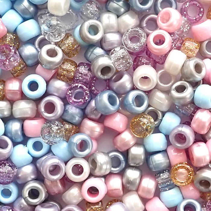 Lullaby Mix Plastic Pony Beads, 6x9mm, 500 beads