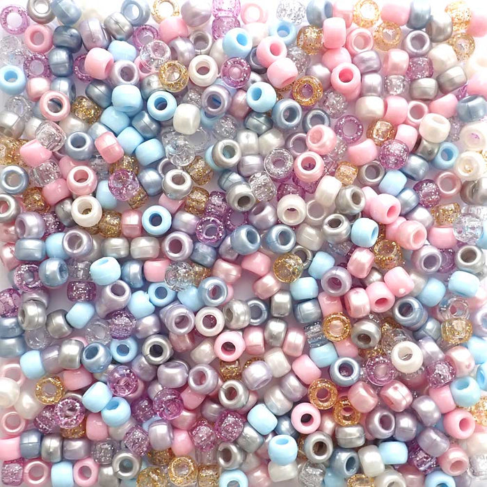 Lullaby Mix Plastic Pony Beads, 6x9mm, 500 beads